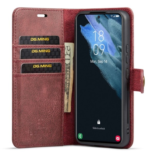 DG.MING 2-in-1 Magnet Wallet Samsung Galaxy S23 Plus Red