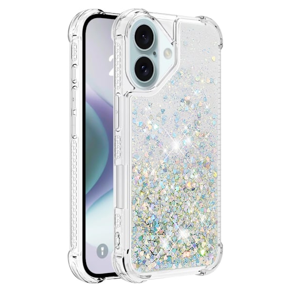 Glitter Bling TPU Case iPhone 16 Plus Silver