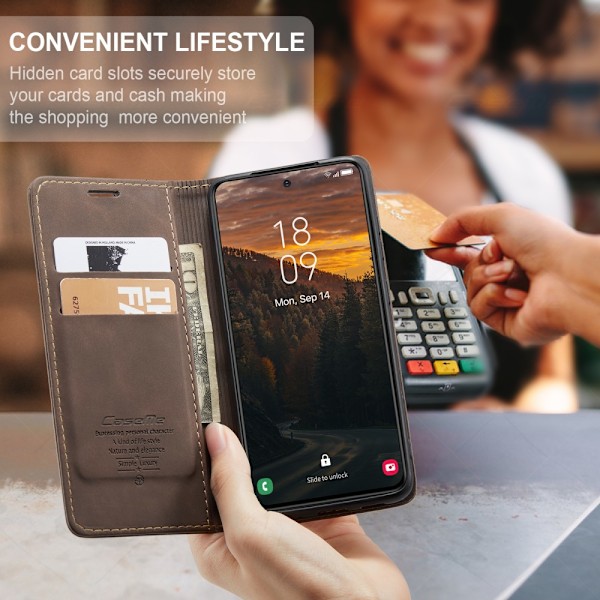 CaseMe Slim Wallet Case Samsung Galaxy S25 Plus Brun