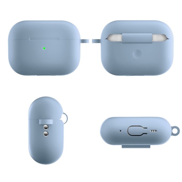 Silikonecover med karabinhage til Apple AirPods Pro 2 - Lyseblå