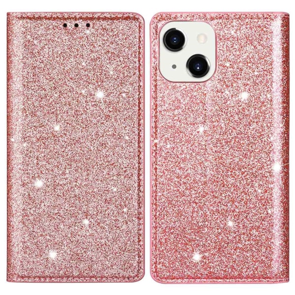 Glitter Wallet Case iPhone 14 Rose Gold