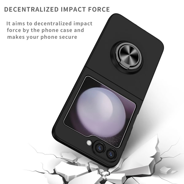 Samsung Galaxy Z Flip 6 Cover med Magnetisk Ringholder Sort