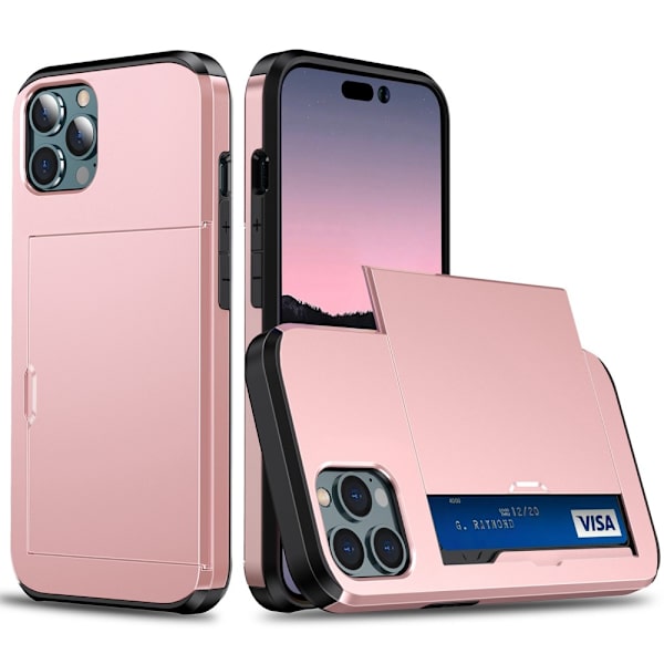 Skal Med Kortfack iPhone 14 Pro Max Roséguld