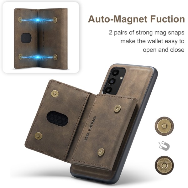 DG.MING 2 in 1 magneettikorttipaikkakotelo Samsung Galaxy A13 ruskea