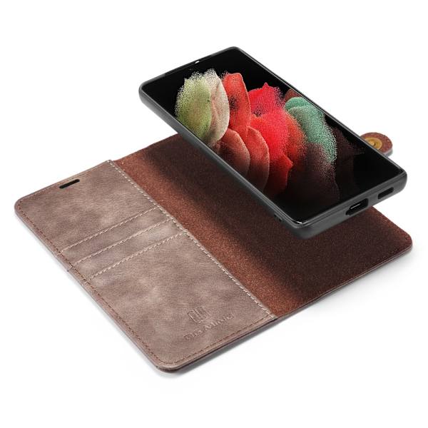 DG.MING 2-in-1 Magnet Wallet Samsung Galaxy S21 Ultra Brown