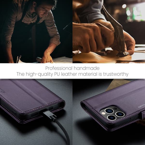 CaseMe Slim Pungetui RFID-beskyttelse iPhone 15 Pro Lilla