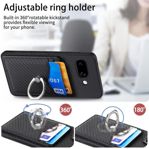 Skal Google Pixel 9a Kortfack + Ring Kolfibertextur