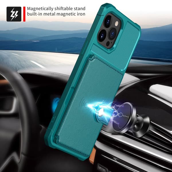 Monikäyttöinen lompakkokotelo iPhone 14 Pro Max - Vihreä