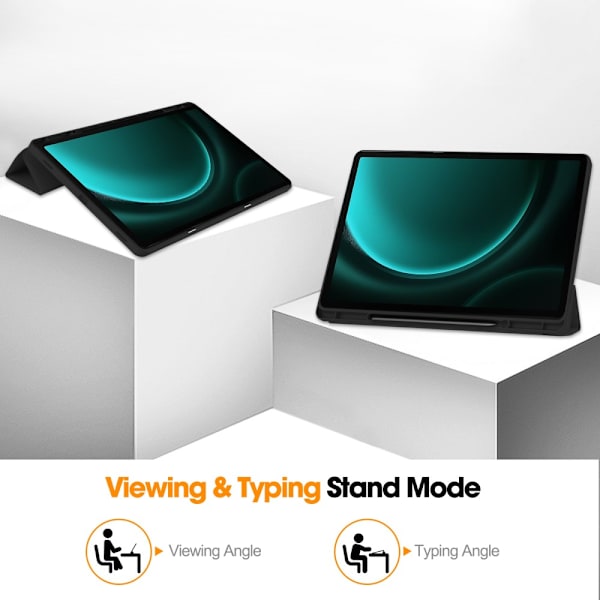 Samsung Galaxy Tab S9 FE Plus -kotelo Tri-Fold kynätelineellä Musta