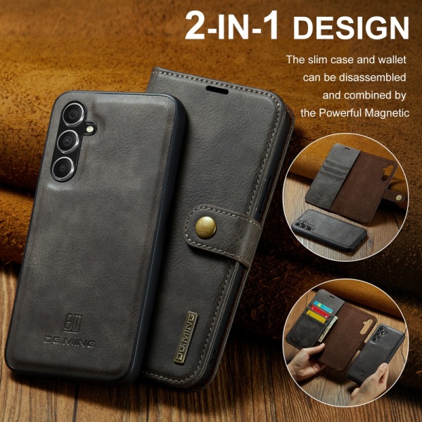 DG.MING 2-in-1 Magnet Wallet Samsung Galaxy A55 Brown