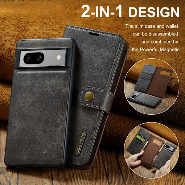 DG.MING 2-in-1 Magnet Wallet Google Pixel 7a Brown