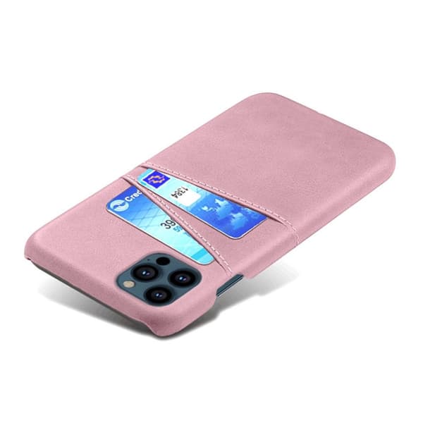 Nahkainen korttikotelo iPhone 13 Pro Max - Vaaleanpunainen
