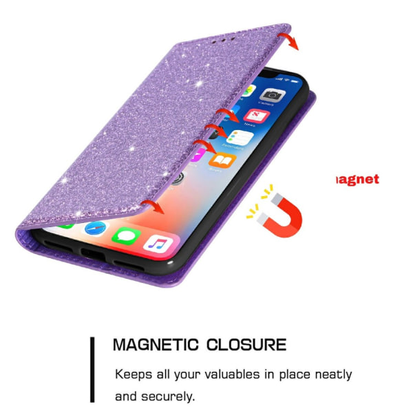 Glitter Wallet Case iPhone 13 Purple