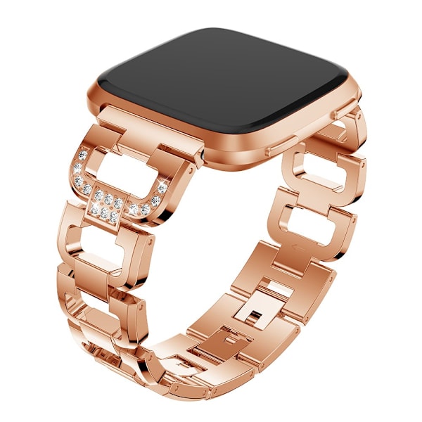 Fitbit Versa/Versa 2 -rhinestone-metallrem i roséguld