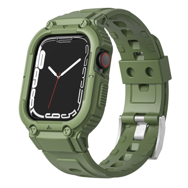 Apple Watch 45mm Series 9 Stöttåligt Skal + Armband Grön