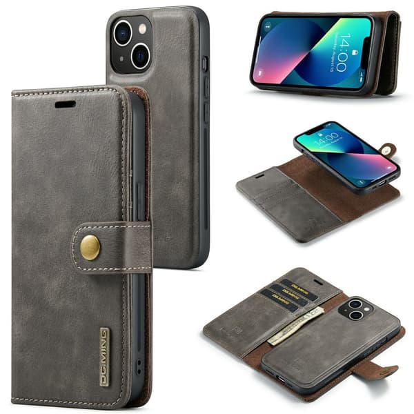 DG.MING 2-i-1 Magnetiskt Plånboksfodral iPhone 15 Brun