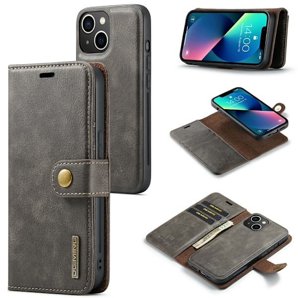 DG.MING 2-in-1 Magnet Wallet iPhone 15 Brown