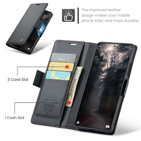 CaseMe Slim Pungetui RFID-beskyttelse Xiaomi 14 Sort