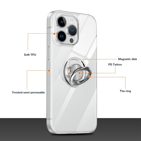 Etui med Ringholder til iPhone 15 Pro Max Transparent