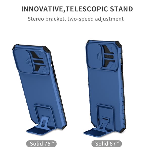 Kickstand Cover iPhone 14 Pro Max Kamerabeskyttelse Blå