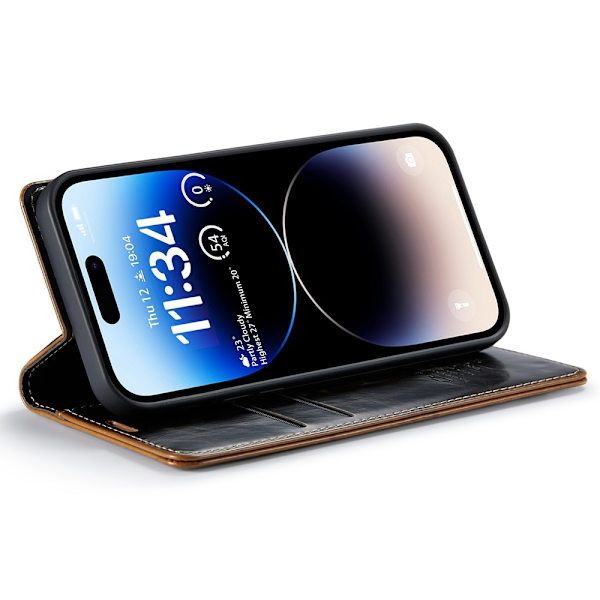 CaseMe Läderfodral iPhone 15 Pro Max Brun