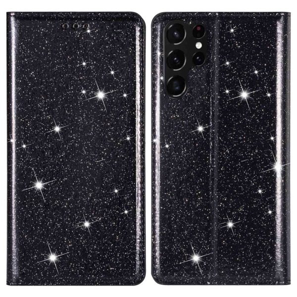 Glitter Plånboksfodral Samsung Galaxy S23 Ultra Svart