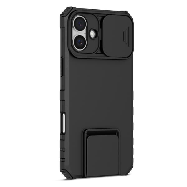 Kickstand Cover iPhone 16 Plus Kamerabeskyttelse Sort