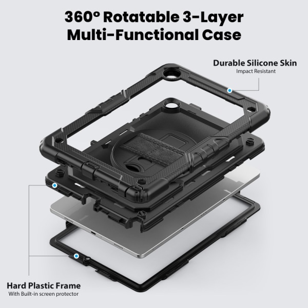 Samsung Galaxy Tab A9 Plus Stødsikkert Hybridcover Sort