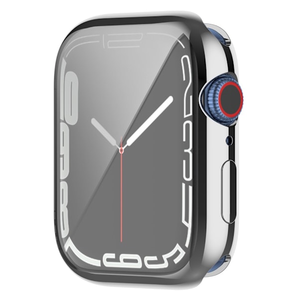 Apple Watch 41mm Series 9:lle tarkoitettu läpinäkyvä TPU-kuori, jossa hopeanvärinen kehys