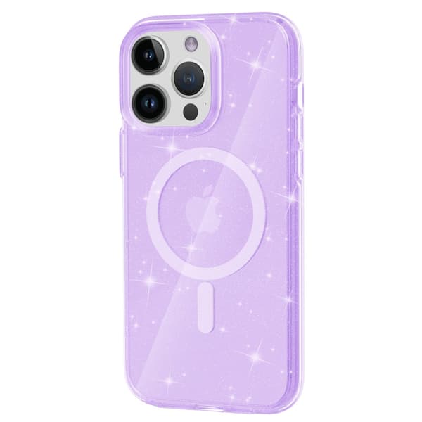Glitter MagSafe Skal iPhone 15 Pro Transparent Lila