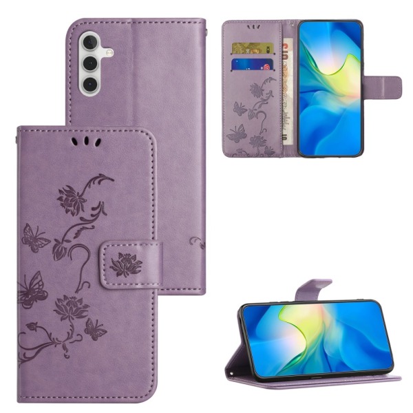 Läderfodral Fjärilar Samsung Galaxy S24 Plus Lila