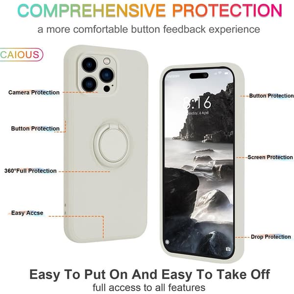 iPhone 16 Pro Max Skal Med Ringholder Hvid
