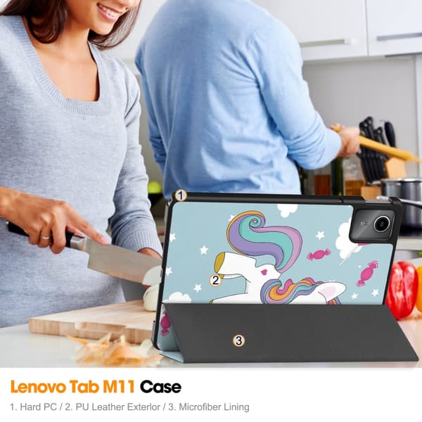 Lenovo Tab M11 -kotelo Tri-fold Unicorn