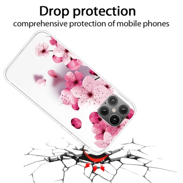 Soft TPU Skal Blommor iPhone 12 Pro Max Rosa