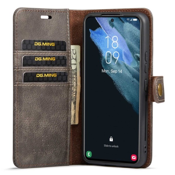 DG.MING 2-in-1 Magnet Wallet Samsung Galaxy S23 Plus Brown