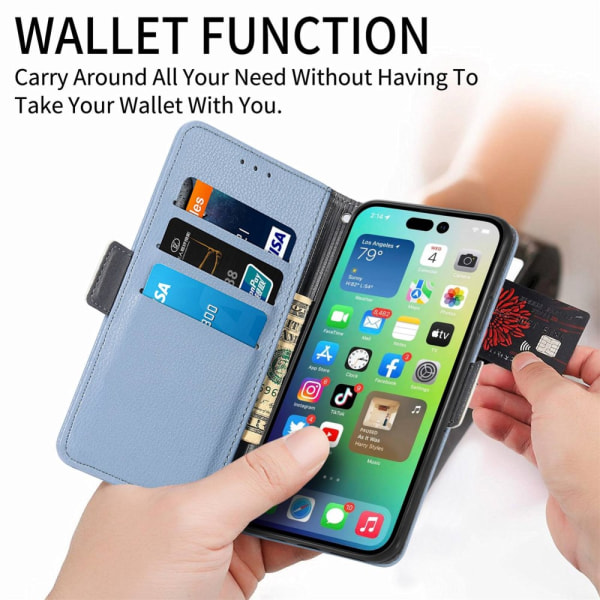 iPhone 14 Pro Max Lompakkokotelo Kukka Sininen
