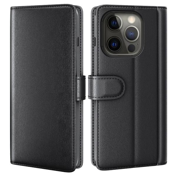 Äkta Läderfodral iPhone 13 Pro Svart