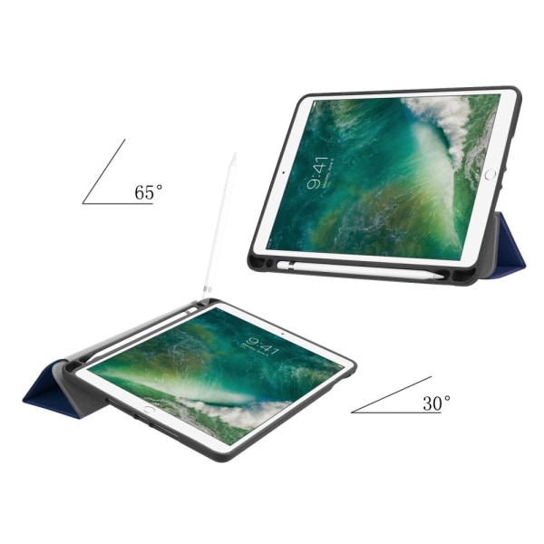 iPad 9.7 5th Gen (2017) Fodral Tri-Fold Med Pencil-hållare Blå