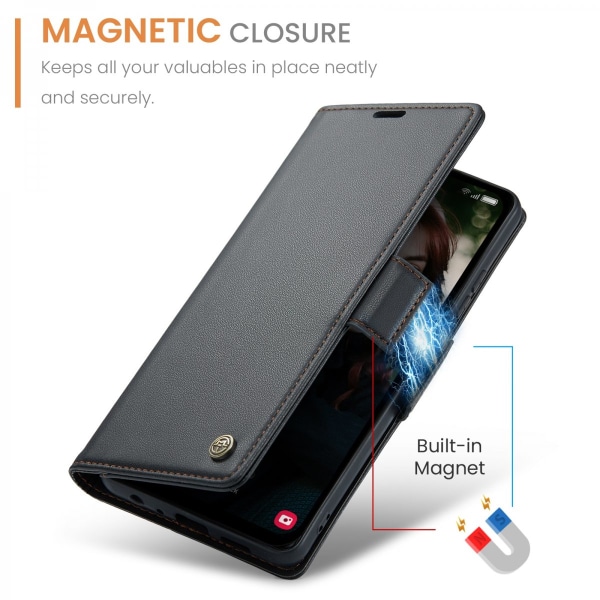 CaseMe Slim Pungetui RFID-beskyttelse Samsung Galaxy A15 Sort
