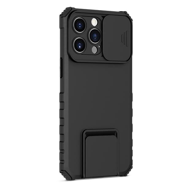 Kickstand Skal iPhone 14 Pro Max Kamerabeskyttelse Sort
