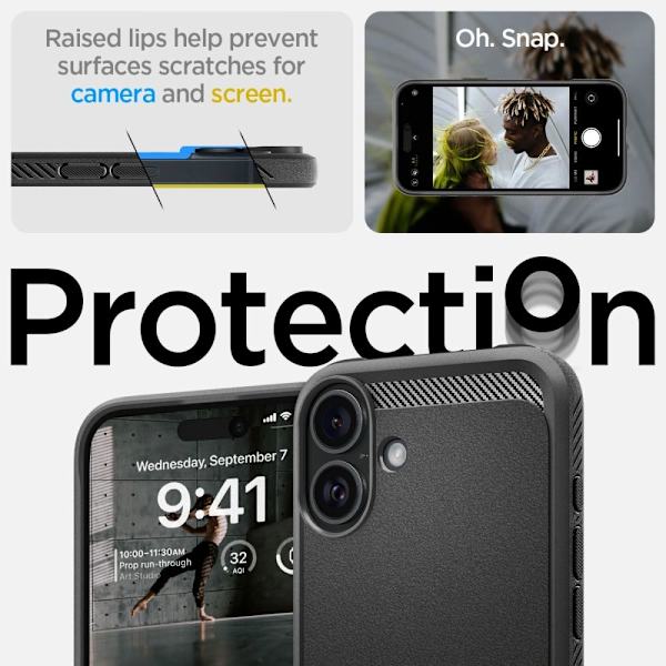 Spigen iPhone 16 Cover Rugged Armor MagSafe Sort
