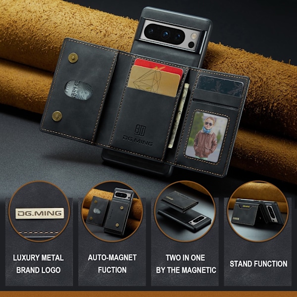 DG.MING Magnetisk kortholder etui Google Pixel 8 Pro Sort
