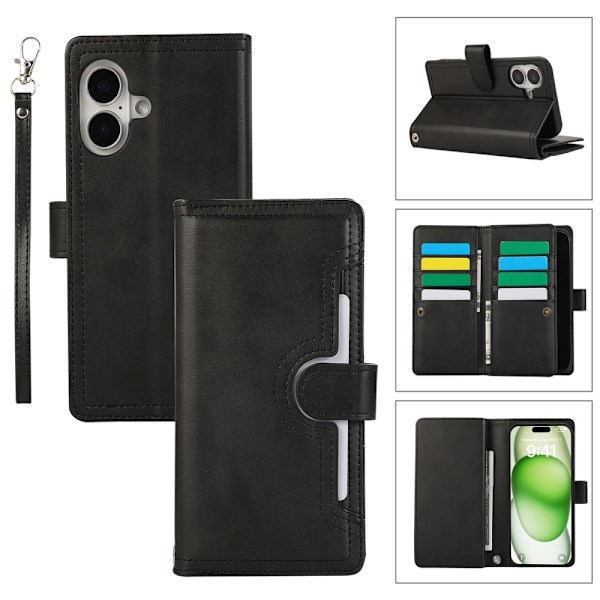 Plånboksfodral Multi-Slot iPhone 16 Svart