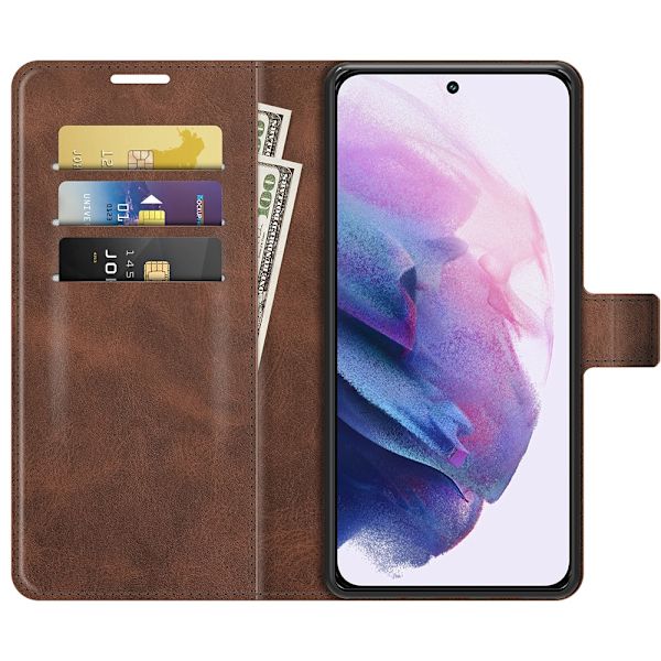 Nahkainen lompakkokotelo Samsung Galaxy S22 - Ruskea