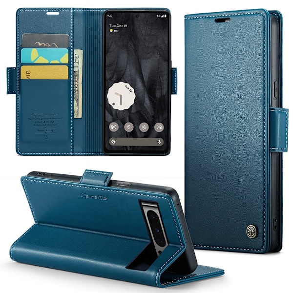 CaseMe Slim Lompakkokotelo RFID-suojalla Google Pixel 8 Prolle Sininen