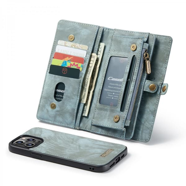 CaseMe Multi-Slot 2 i 1 Plånboksfodral iPhone 13 Pro Max Blå
