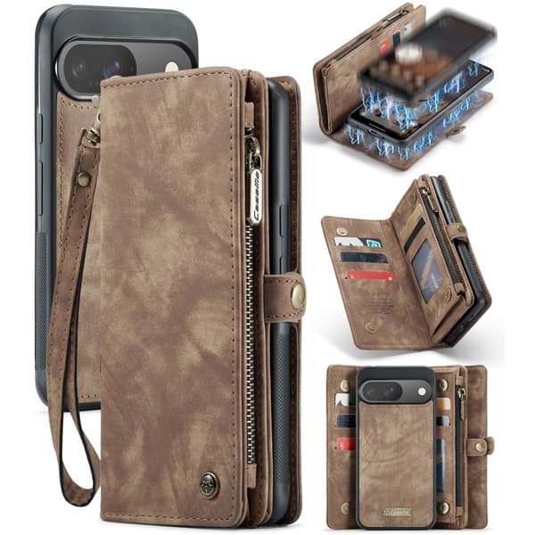 CaseMe Multi-Slot 2 i 1 Pungetui Google Pixel 9 Pro Brun