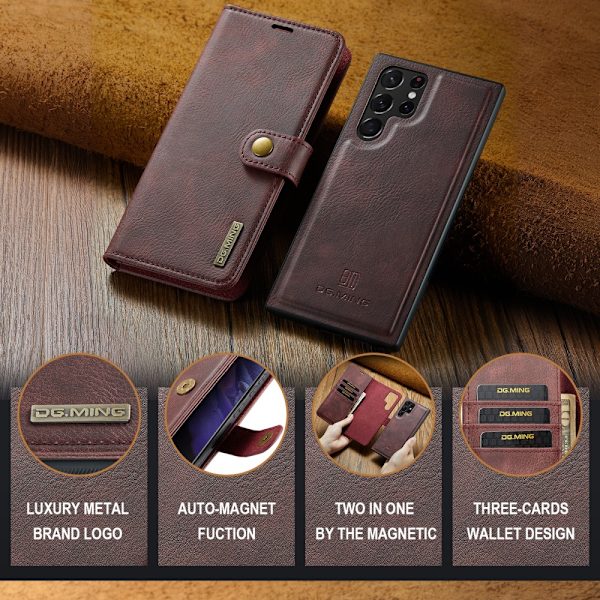 DG.MING 2-in-1 Magnet Wallet Samsung Galaxy S24 Ultra Red