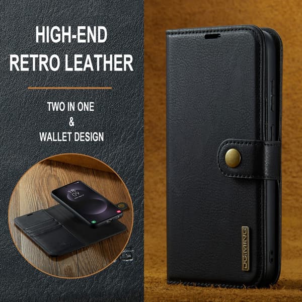 DG.MING 2-in-1 Magnet Wallet Samsung Galaxy S25 Edge Black