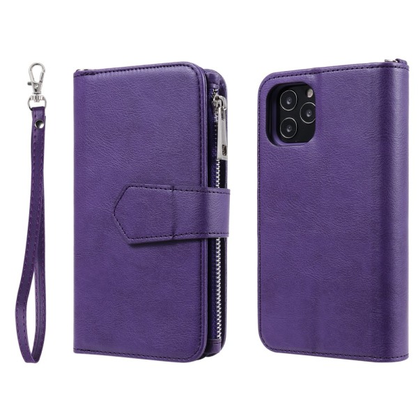 Vetoketjumagneettinen nahkalompakko iPhone 12/12 Pro Purple